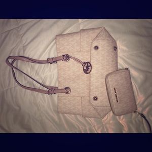 Rose gold Michael Kors purse and wallet